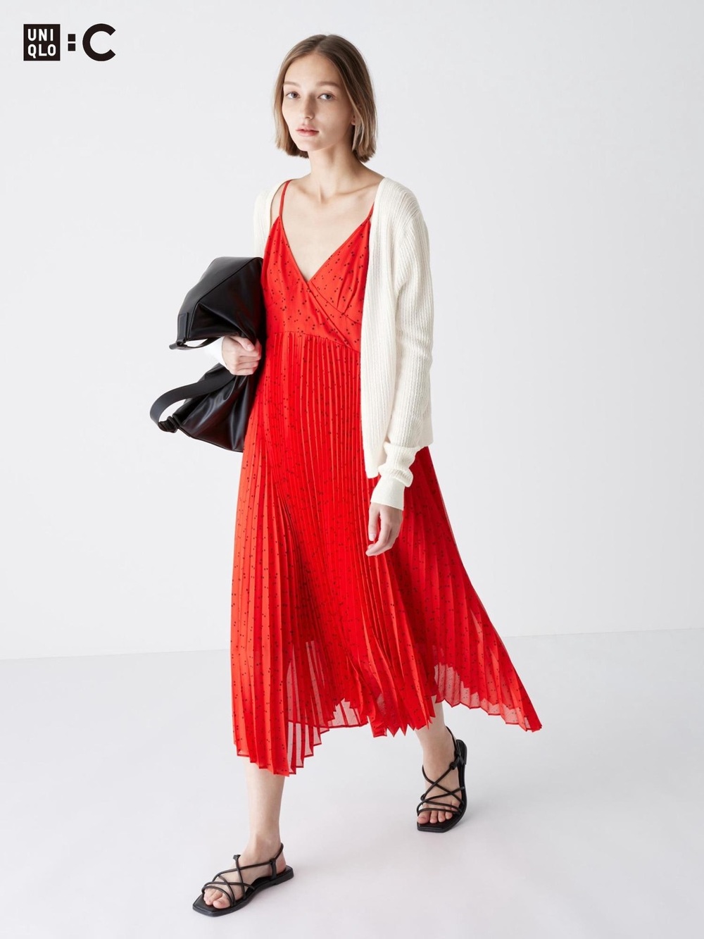 Uniqlo Red Pleated Camisole Dress